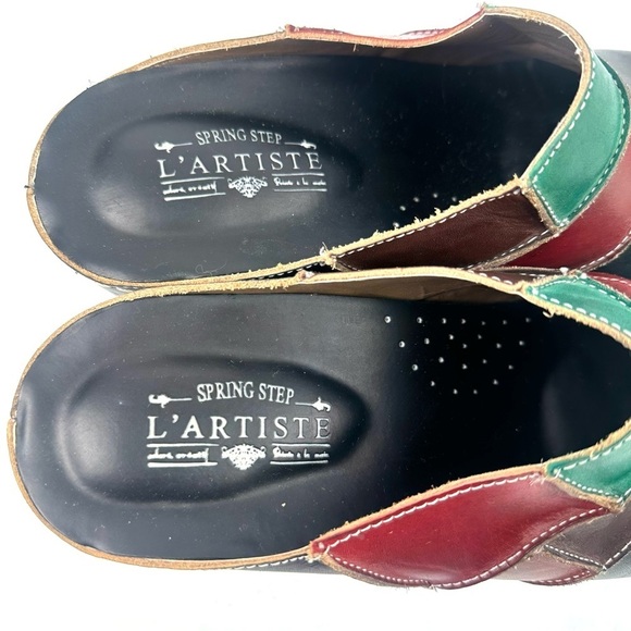 L'artiste Spring Step Ridgeview Shoes 41 Leather Colorful Slip On Mules NEW - Picture 2 of 9